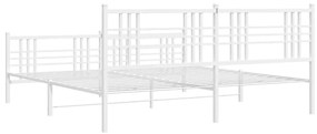 Estrutura de cama com cabeceira e pés 193x203 cm metal branco