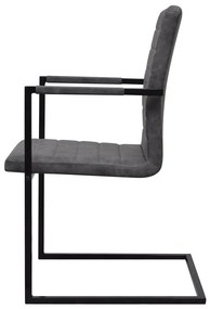 Cadeiras de jantar cantilever 2 pcs couro artificial cinzento