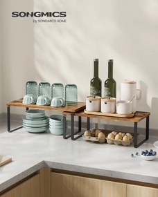 Conjunto de 4 prateleiras cozinha para especiarias Castanho vintage-Preto