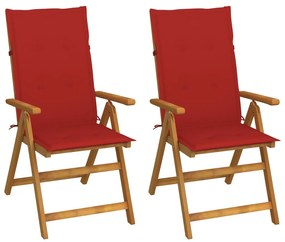 3064065 vidaXL Cadeiras jardim reclináveis c/ almofadões 2 pcs acácia maciça