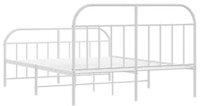 Estrutura de cama com cabeceira e pés 140x190 cm metal branco