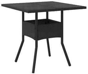 Conjunto de Jantar para Jardim 3 Peças Rattan Preto