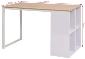 Secretária 120x60x75 cm cor carvalho e branco