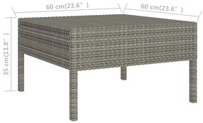 Conjunto Lounge Labak de Jardim em Vime Cinzento - 2 Sofás, 1 Poltrona