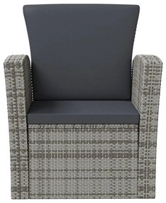 8 pcs conjunto lounge de jardim c/ almofadões vime PE cinzento