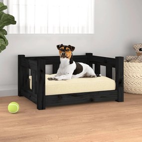 vidaXL Cama para cães 55,5x45,5x28 cm madeira de pinho maciça preto