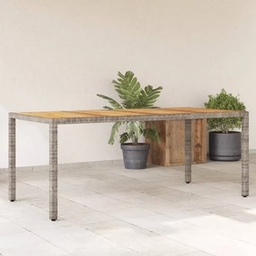 Mesa de jardim com tampo de madeira de acácia vime PE cinza