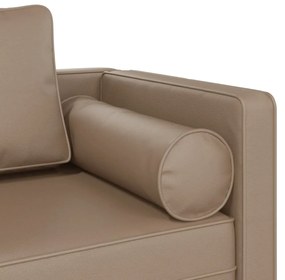 Chaise longue com almofadões couro artificial cor cappuccino