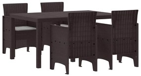 Conjunto de Jantar de Jardim 5 pcs Castanho Médio Polipropileno