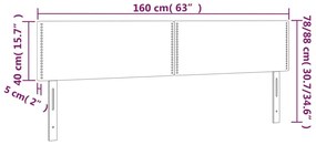 Cabeceira cama c/ LED 160x5x78/88cm couro artificial cinzento