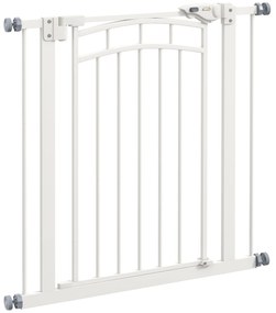 Pawhut Barreira de Segurança para Cães Barreira de Escada Extensível Duplo Bloqueio 74-80x76 cm Branco | Aosom Portugal