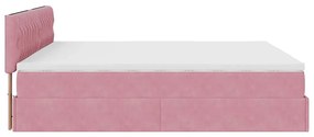 Estrutura de cama otomana com colchão 180x200 cm veludo rosa
