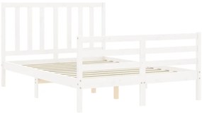 Cama sem colchão 140x190 cm madeira de pinho maciça branco