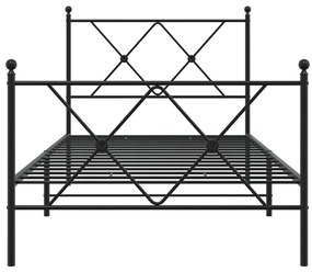 Estrutura de cama com cabeceira e pés 90x190 cm metal preto
