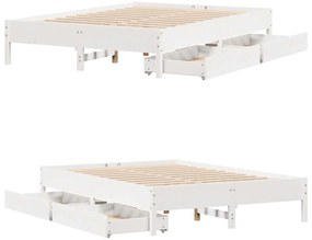 Cama sem colchão 120x190 cm madeira de pinho maciça branco