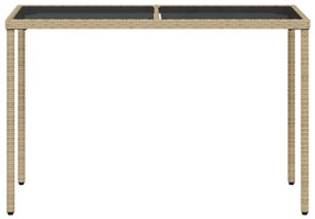 Mesa de jardim com tampo de vidro 115x54x74 cm vime PE bege