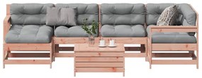 vidaXL 7 pcs conj. lounge jardim com almofadões madeira douglas maciça