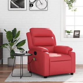 Poltrona de massagens reclinável couro artificial vermelho