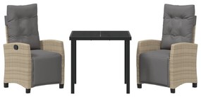 Conjunto de Jantar de Jardim 3 Peças Bege Rattan PE