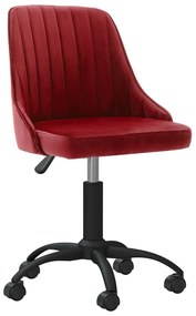 vidaXL Cadeira de jantar giratória veludo vermelho tinto