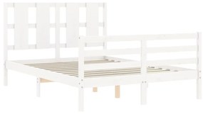 Estrutura de cama com cabeceira 120x200cm madeira maciça branco