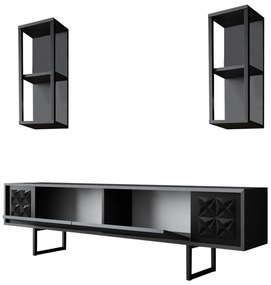Conjunto de Mobiliário de Sala – Black Line Set – Antracite e Preto