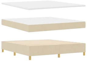 vidaXL Cama com Estrado e Colchão Creme 180x200 cm Tecido