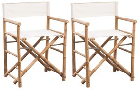 41895 vidaXL Cadeiras de diretor dobráveis 2 pcs bambu e lona