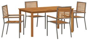 Conjunto de Jantar de Jardim 5 pcs Cinzeto 150 x 90 x 74 cm
