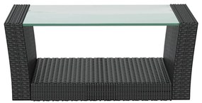 8 pcs conjunto lounge de jardim c/ almofadões vime PE preto