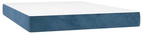 Cama box spring c/ colchão/LED 140x190 cm veludo azul-escuro