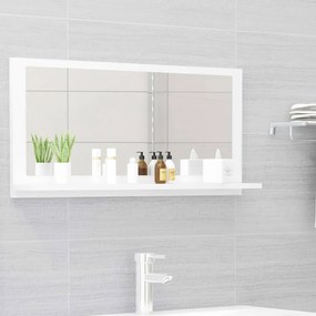vidaXL Espelho de casa de banho derivados de madeira branco brilhante