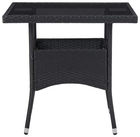 5 pcs conjunto jantar p/ exterior vime PE e vidro preto
