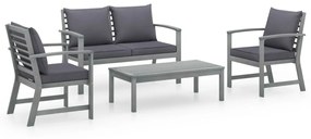 vidaXL 4 pcs conj. lounge jardim c/ almofadões madeira acácia maciça