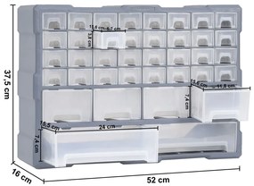 Caixa organizadora com 38 gavetas 52x16x37,5 cm