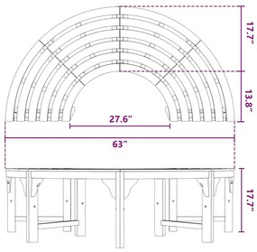 Banco de Árvore Externo vidaXL 160 cm em Madeira Sólida de Eucalipto