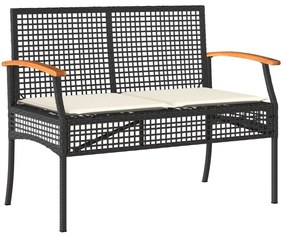 5 pcs conjunto de jantar p/ jardim c/ almofadões vime PE preto
