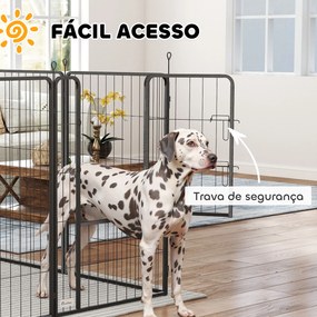 Parque para Cães de 12 Painéis 68x100 cm (CASOTA NÃO INCLUIDA) Parque Dobrável para Cães Médios com Portas Fecho e Estacas Preto