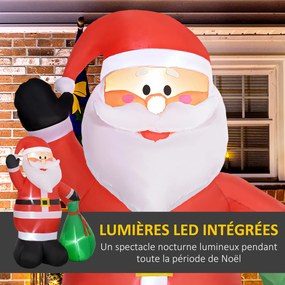 Pai Natal Insuflável de Natal, 143 x 80 x 180 cm, Com Luzes LED, Vermelho