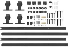 Kit de ferragens para porta deslizante 183 cm aço preto