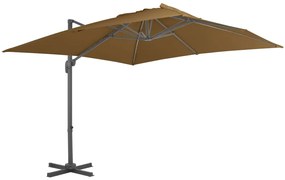 Guarda-sol cantilever c/ poste alumínio cinzento-acastanhado