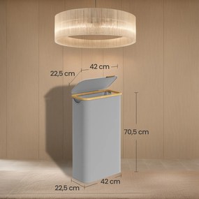 Cesto de bambu para roupa suja de 65 L, 42 x 22,5 x 70,5 cm cinzento