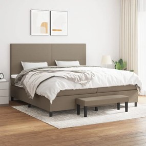 vidaXL Cama com molas/colchão 200x200 cm tecido castanho-acinzentado