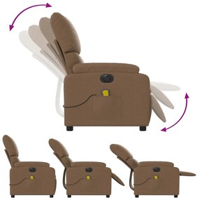 Poltrona de massagens reclinável elétrica tecido castanho