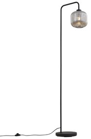 Candeeiro de pé de design preto com vidro fumado - Ana Design