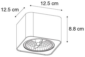 Foco moderno preto 12,5cm - BOXER Moderno