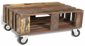 Mesa de centro com 4 rodas em madeira reciclada