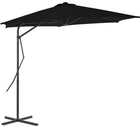 Guarda-sol de jardim com poste de aço 300x230 cm preto