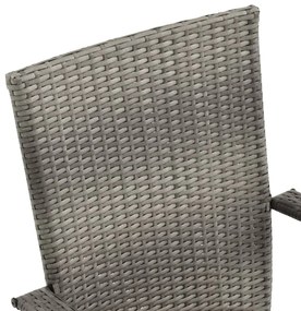 3 pcs conjunto de jantar para jardim cinzento