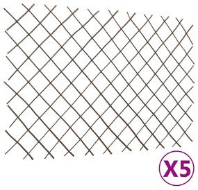 147760 vidaXL Cercas em treliça salgueiro 5 pcs 180x120 cm